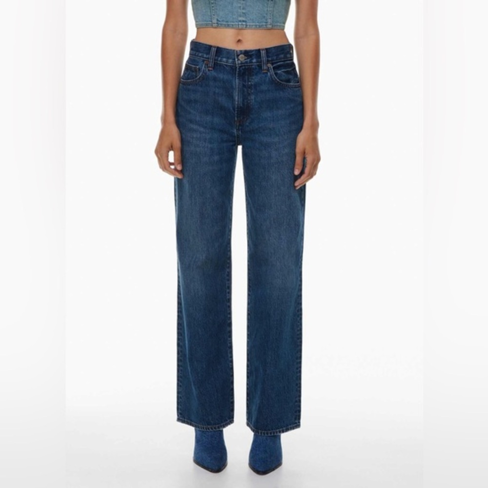 ARITZIA DENIM FORUM Farrah Hi Rise Wide Leg Jeans Womens 32 Blue Dark Wash Pants